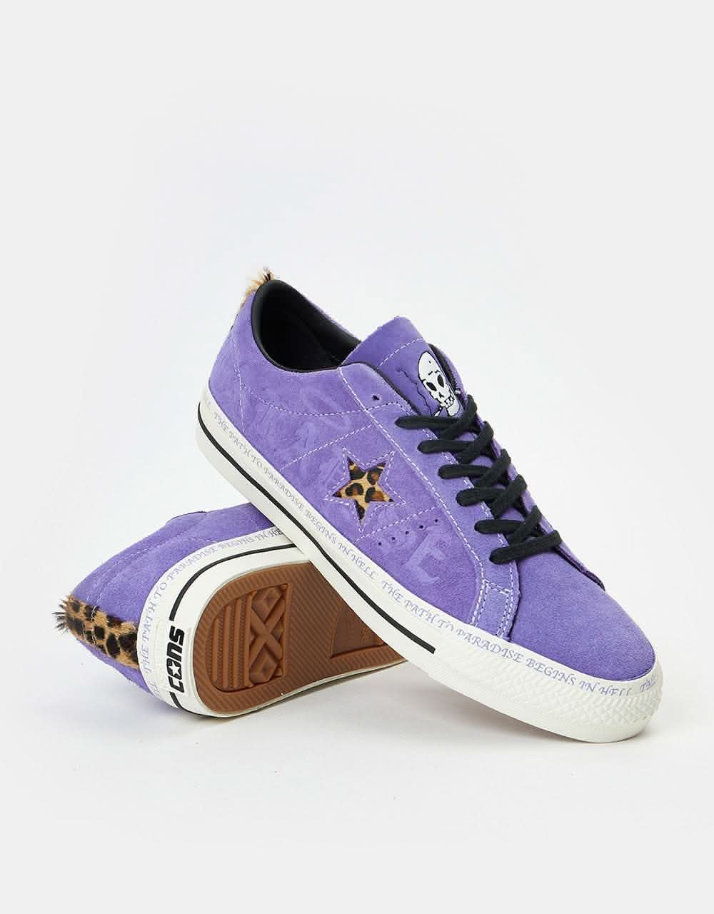 Converse x Paradise One Star Pro Sean Pablo Skate Shoes - Wild Lilac/Black/Egret - Image 5