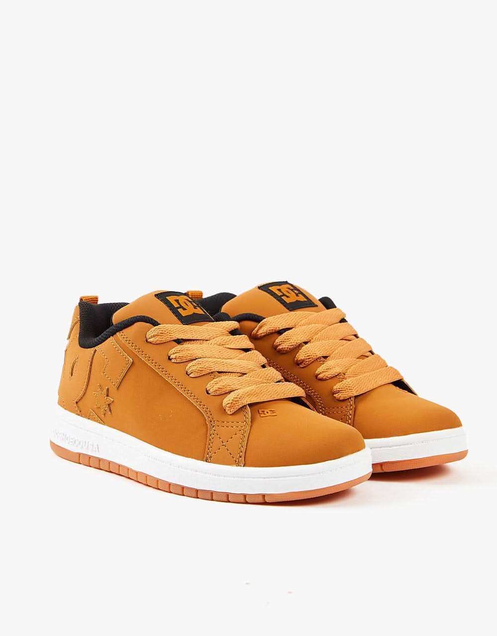 DC Court Graffik Kids Skate Shoes - Wheat/White - Image 2