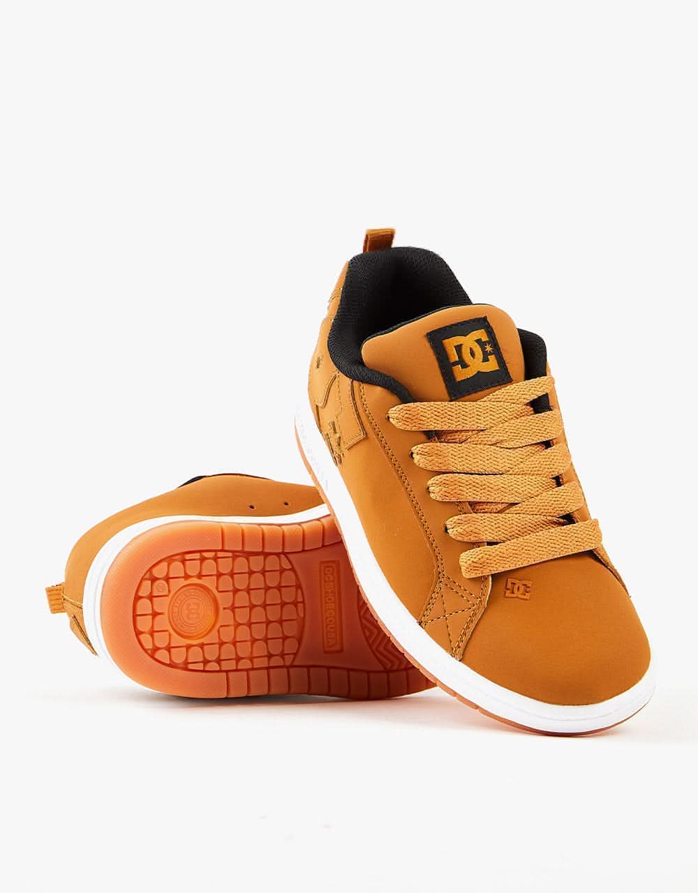 DC Court Graffik Kids Skate Shoes - Wheat/White - Image 4