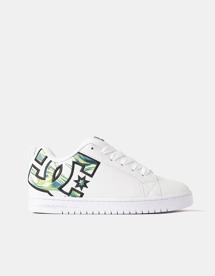 DC Court Graffik Skate Shoes - Liquid Fuego White