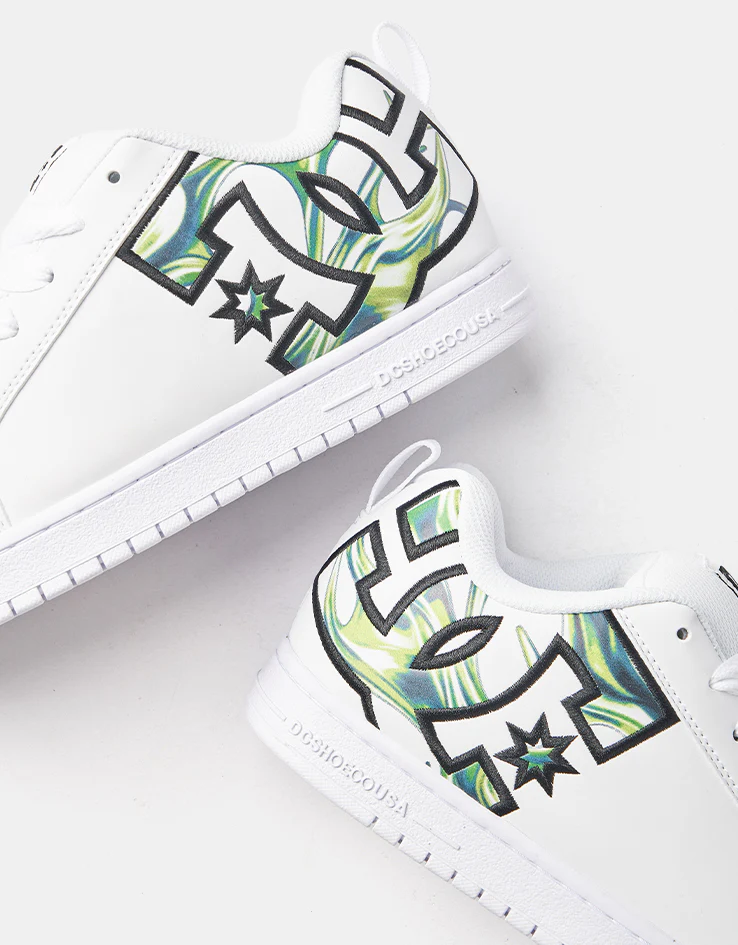 DC Court Graffik Skate Shoes - Liquid Fuego White - Image 5
