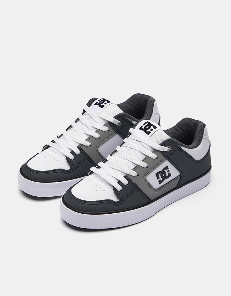 DC Pure Skate Shoes - Grey/Grey/White - Image 3