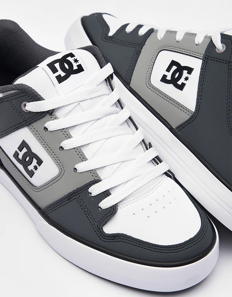 DC Pure Skate Shoes - Grey/Grey/White - Image 4