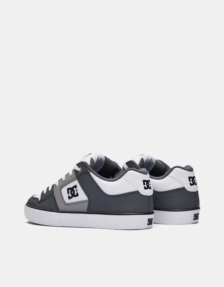 DC Pure Skate Shoes - Grey/Grey/White - Image 5