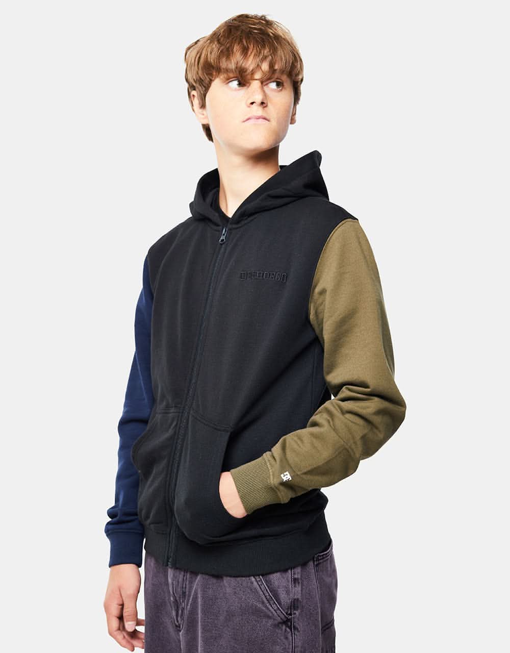 DC Riot 2 Kids Zip Hoodie - Black Color Block - Image 2