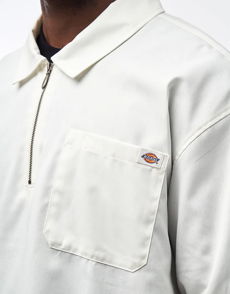Dickies Cadiz Quarter Zip S/S Shirt - Egret - Image 3