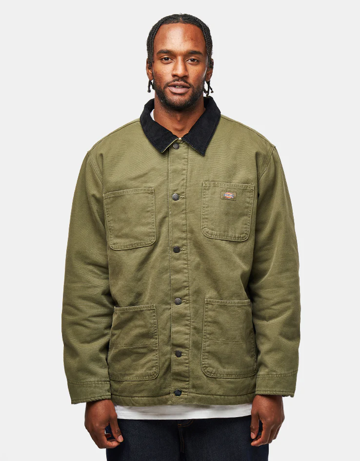 Dickies Chore Lined Canvas Jacket - Military Green - Image 2