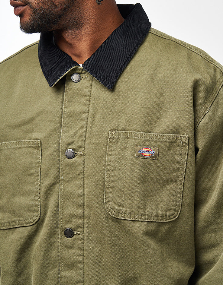 Dickies Chore Lined Canvas Jacket - Military Green - Image 4