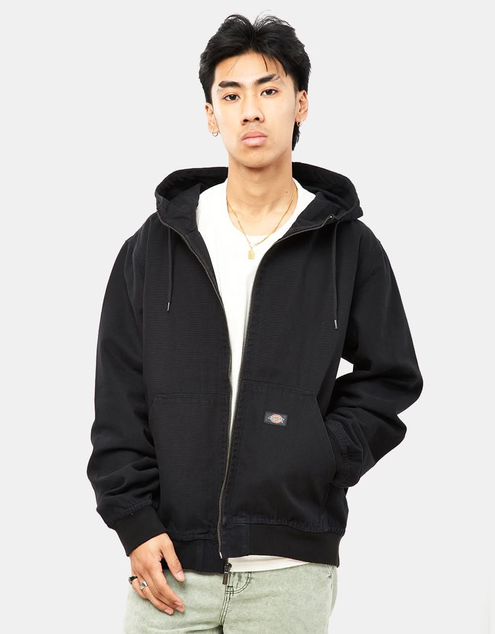 Dickies Duck Canvas Hooded Unlined Jacket - Stone Washed Black - Image 2