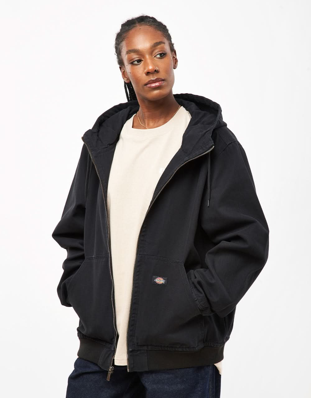 Dickies Duck Canvas Hooded Unlined Jacket - Stone Washed Black - Image 7
