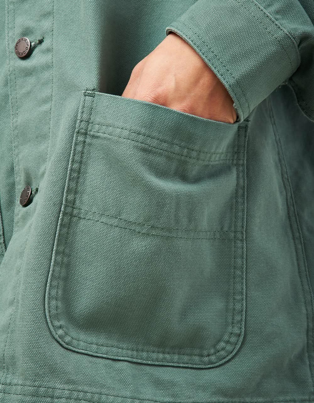 Dickies Duck Canvas Unlined Chore Coat - Stone Washed Dark Forest - Image 6