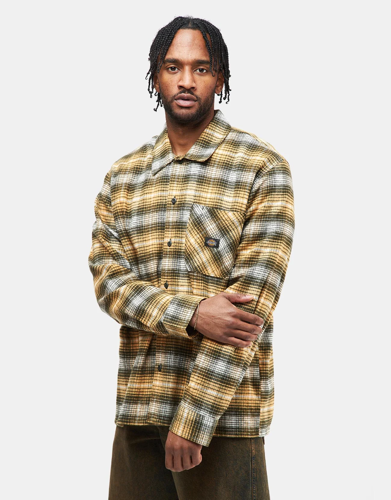 Dickies Forest Check L/S Shirt - Oak Buff - Image 3