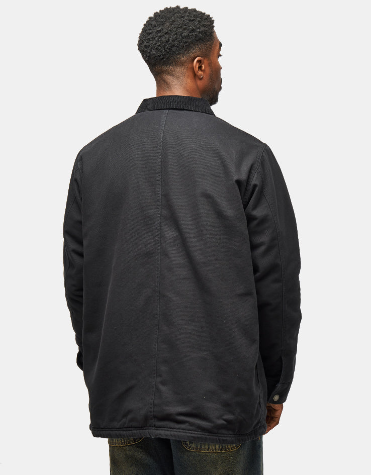Dickies High Pile Fleece Lined Chore Jacket - Stone Washed Black - Image 2
