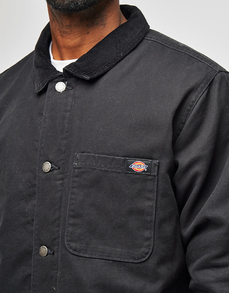 Dickies High Pile Fleece Lined Chore Jacket - Stone Washed Black - Image 6
