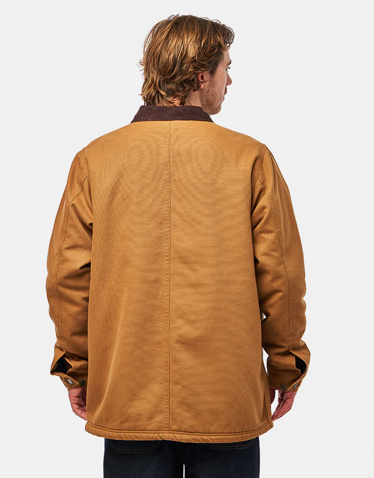 Dickies High Pile Fleece Lined Chore Jacket - Stonewashed Brown Duck - Image 3