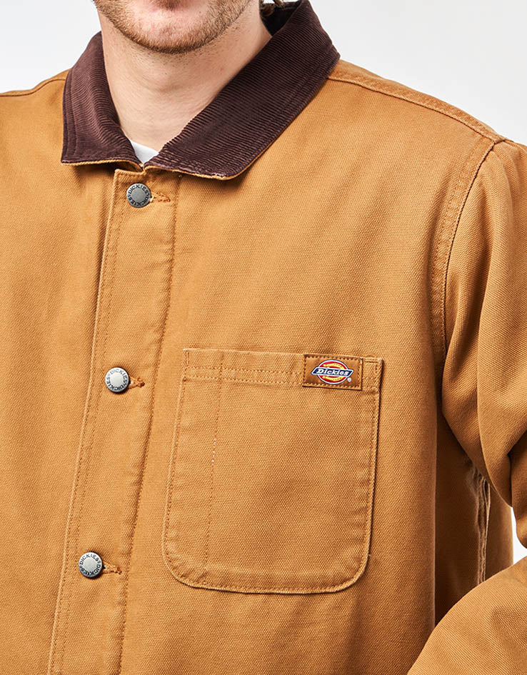 Dickies High Pile Fleece Lined Chore Jacket - Stonewashed Brown Duck - Image 4