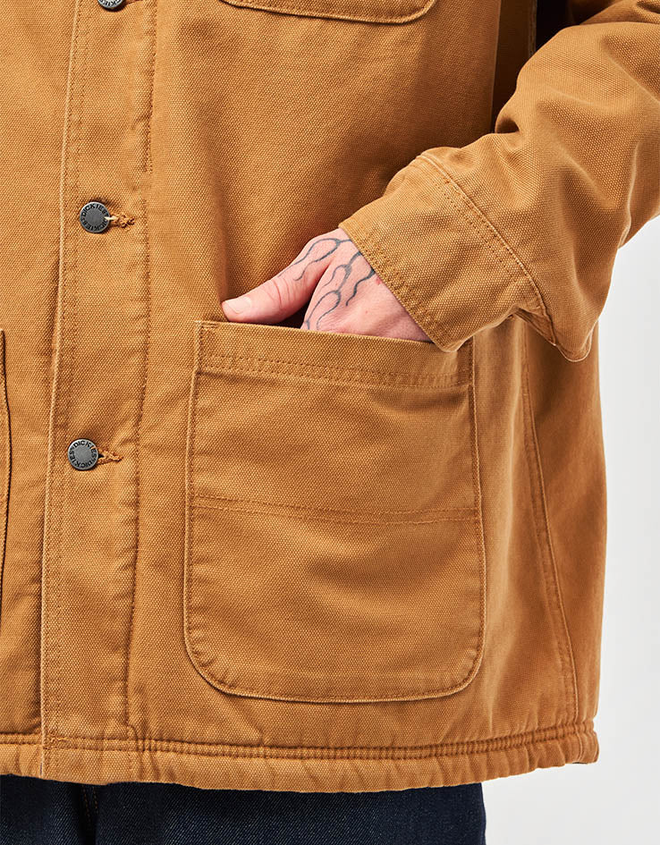 Dickies High Pile Fleece Lined Chore Jacket - Stonewashed Brown Duck - Image 5
