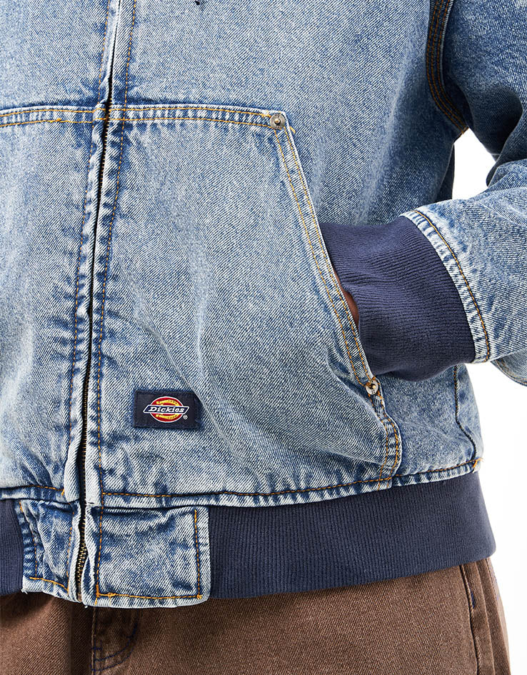 Dickies Hooded Denim Jacket - Rinsed Blue/Fade - Image 10