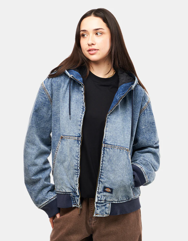Dickies Hooded Denim Jacket - Rinsed Blue/Fade - Image 8