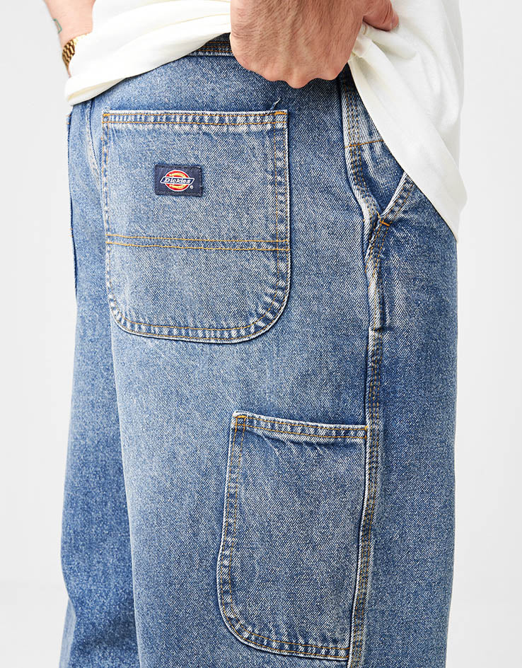 Dickies Madison Baggy Denim Pant - Rinsed Blue W/ Fade - Image 4