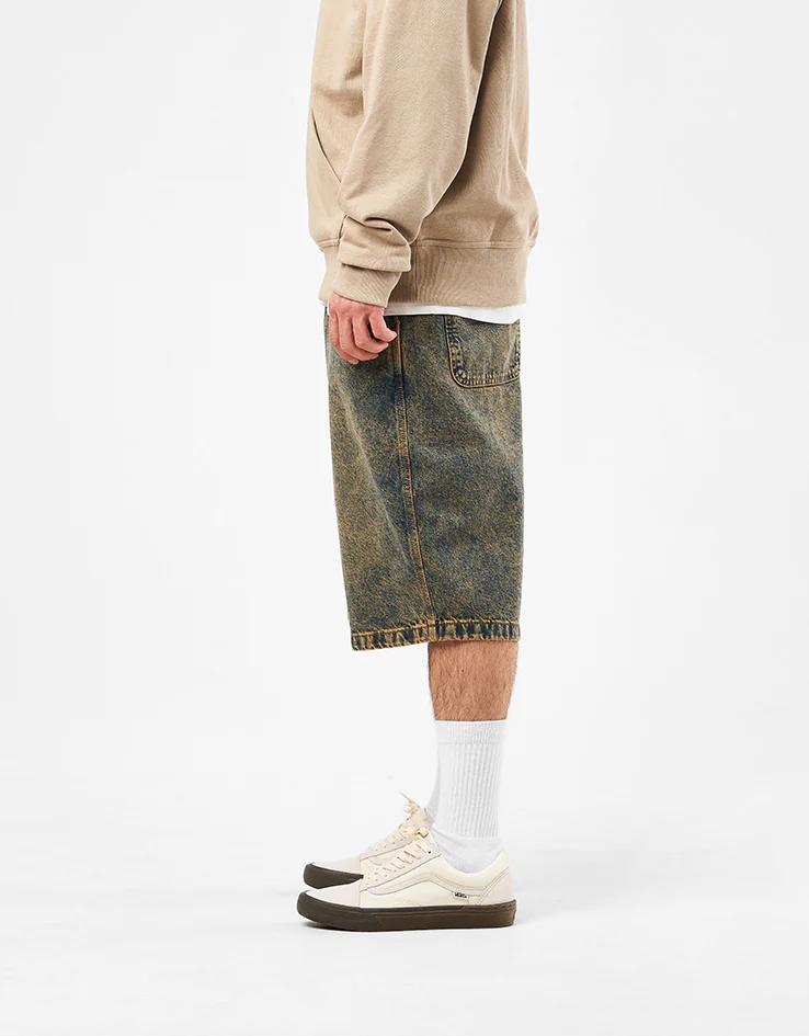 Dickies Madison Denim Shorts - Yellow Fade Indigo - Image 2