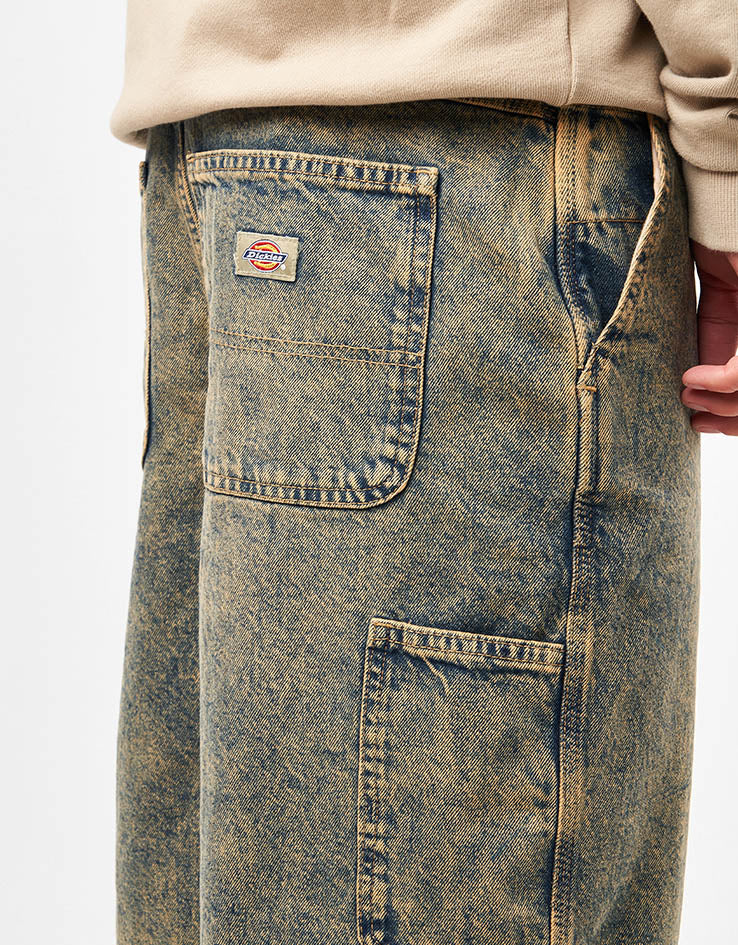 Dickies Madison Denim Shorts - Yellow Fade Indigo - Image 4