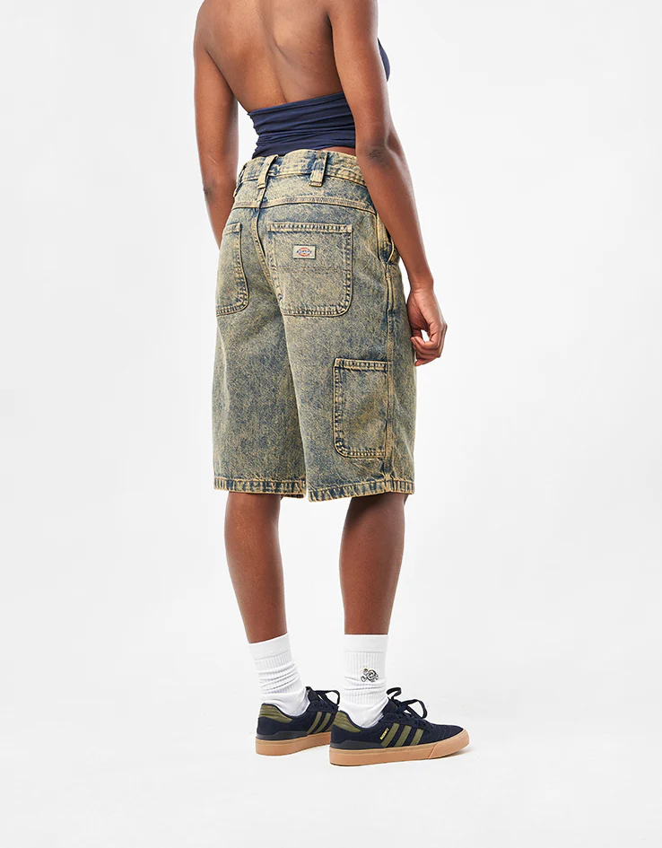 Dickies Madison Denim Shorts - Yellow Fade Indigo - Image 6