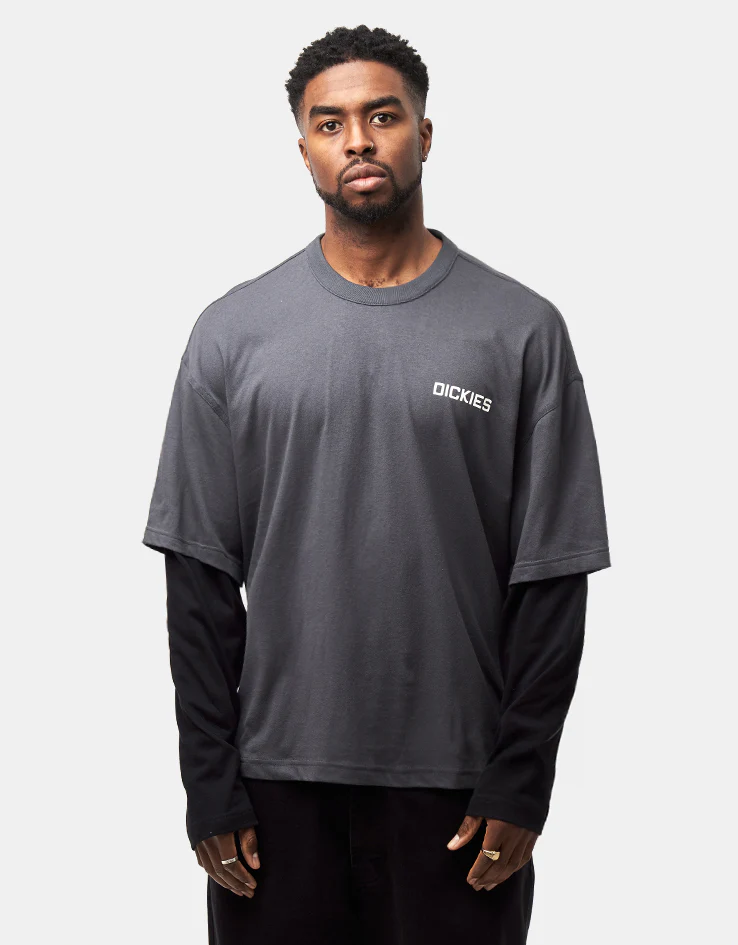 Dickies Payson 2Fer L/S T-Shirt - Black - Image 2