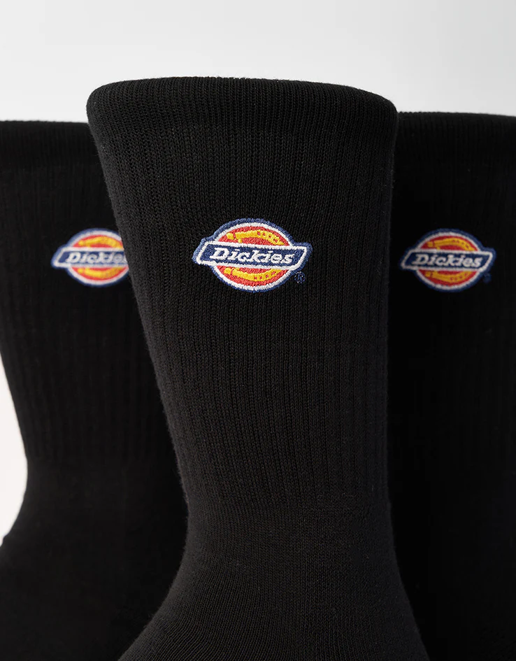 Dickies Valley Grove 3 Pack Crew Socks - Black - Image 2