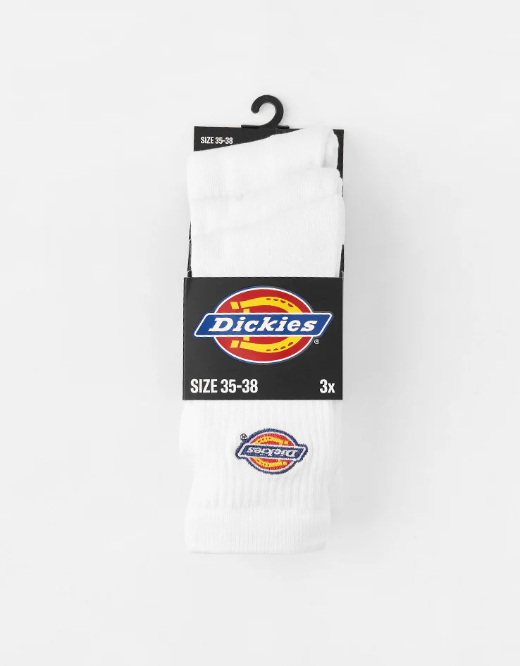Dickies Valley Grove 3 Pack Crew Socks - White - Image 5