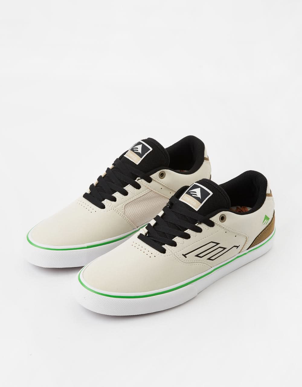 Emerica The Low Vulc Skate Shoes - Tan/Green - Image 3