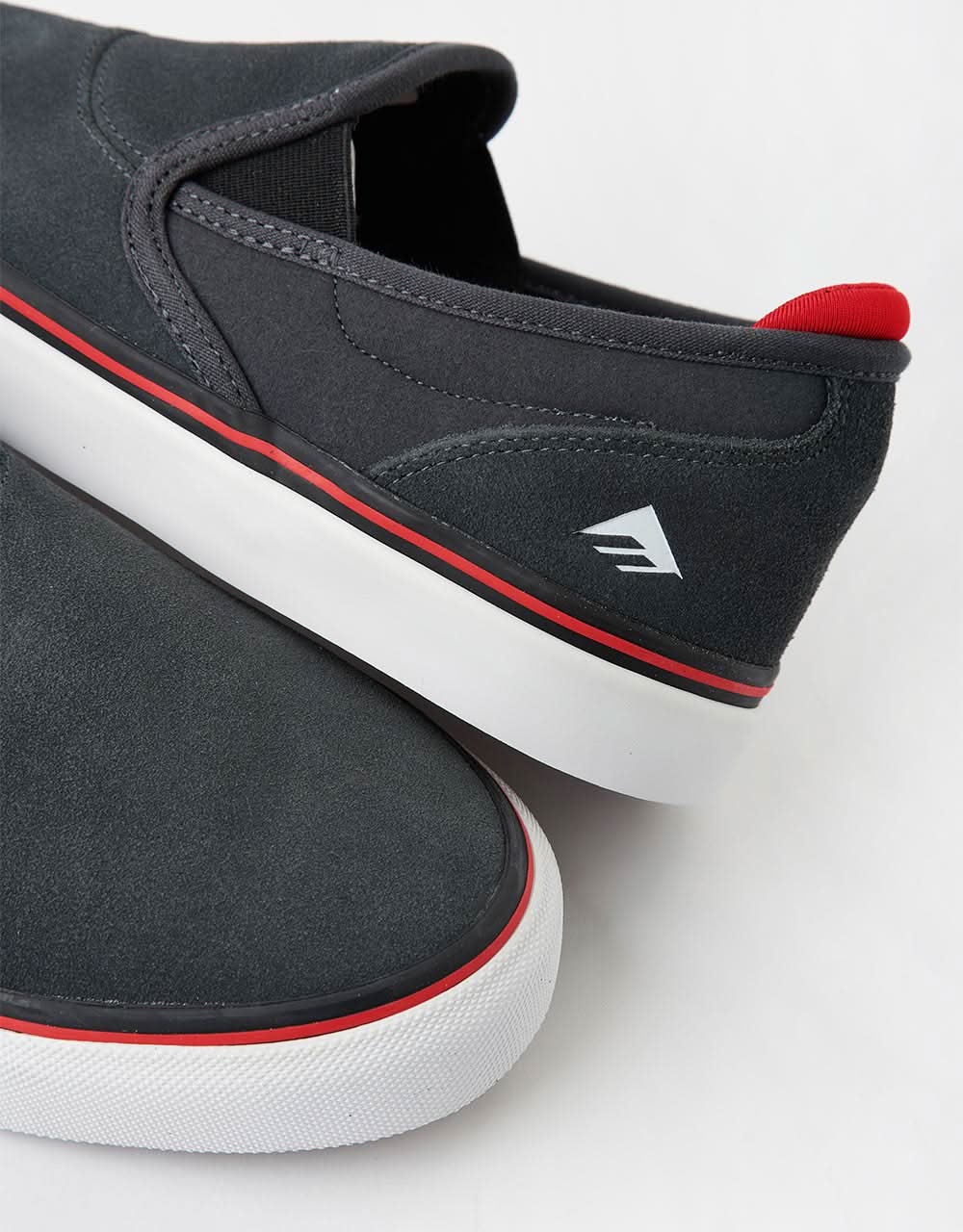 Emerica Wino G6 Slip-On Skate Shoes - Dark Grey/Black/ Red - Image 4