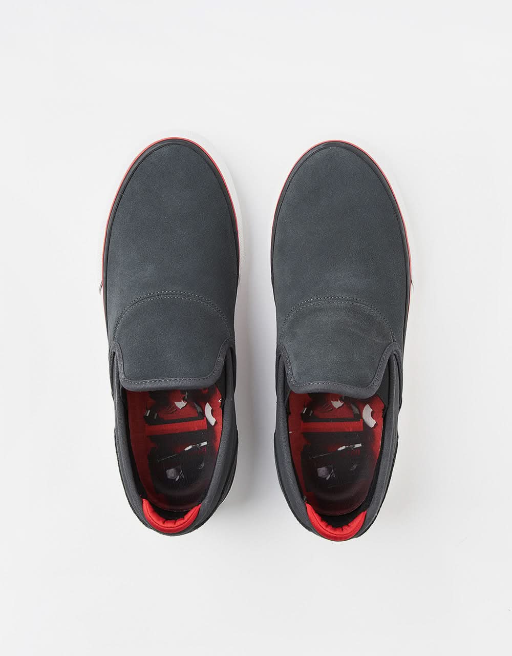 Emerica Wino G6 Slip-On Skate Shoes - Dark Grey/Black/ Red - Image 6