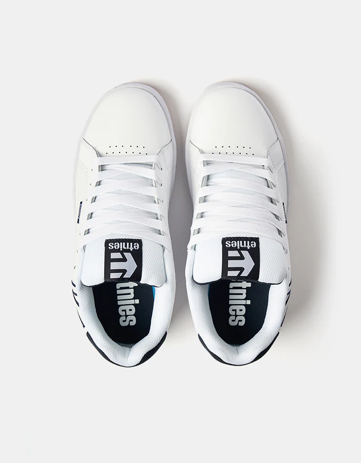 etnies Fader Skate Shoes - White/White/Navy - Image 2