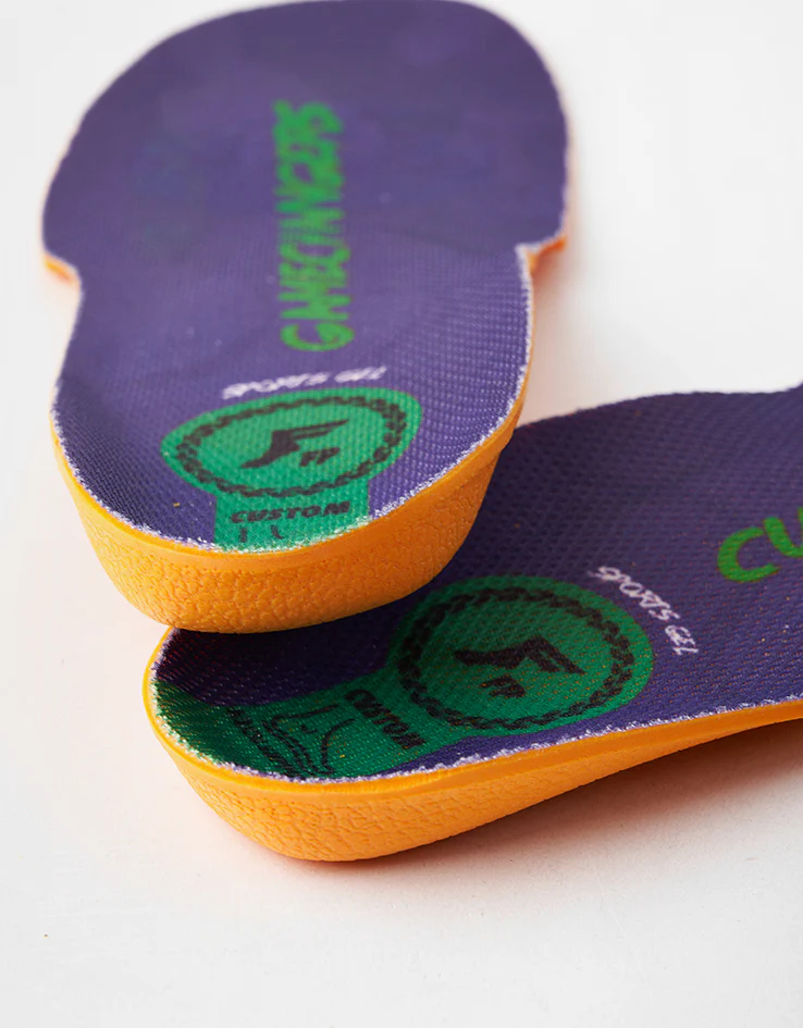 Footprint Gamechangers Elite Sports Gel Low 3-5mm Custom Orthotic Insoles - Purple/Green - Image 4