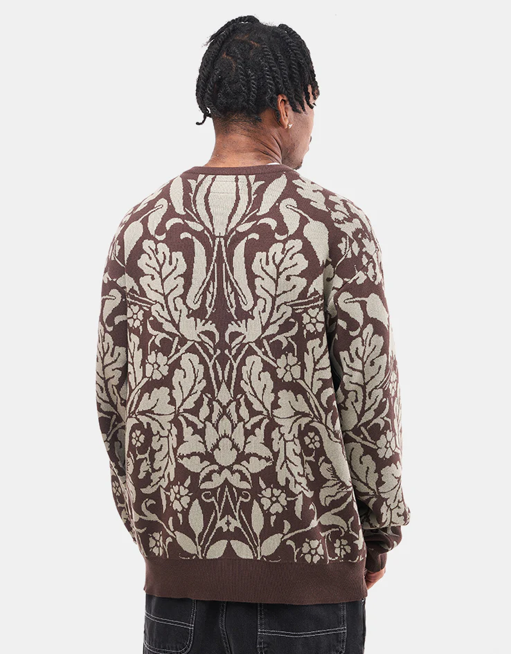 GX1000 Jacquard Knit Floral Sweater - Brown/Cream - Image 2