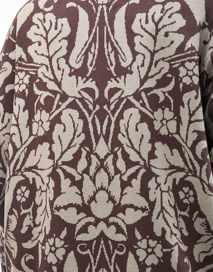 GX1000 Jacquard Knit Floral Sweater - Brown/Cream - Image 6