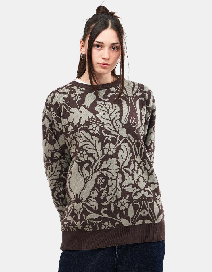 GX1000 Jacquard Knit Floral Sweater - Brown/Cream - Image 8