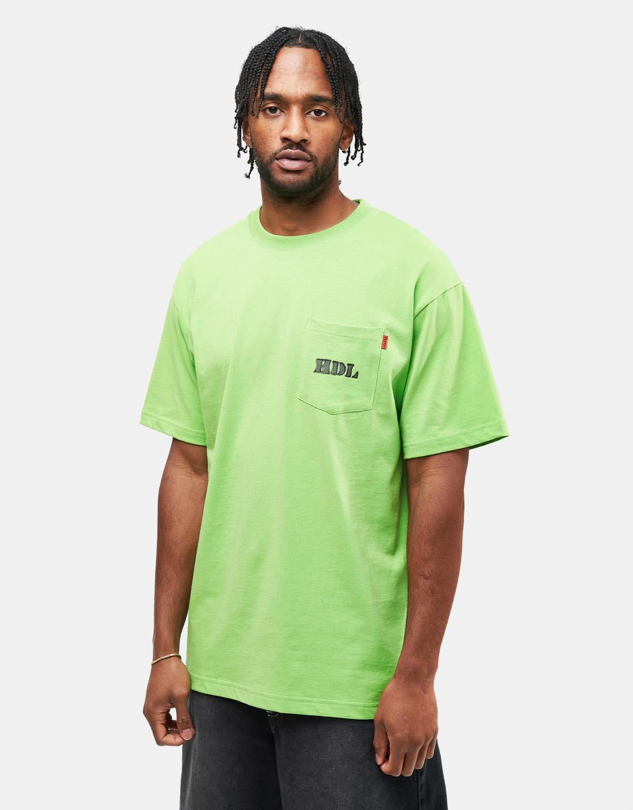 Hoddle Thunderdome Pocket T-Shirt - Lime Green - Image 2