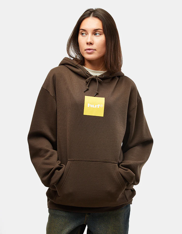 HUF 89 Box Logo Pullover Hoodie - Chocolate - Image 6