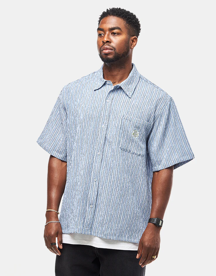 HUF Apollo S/S Striped Shirt - Pool Blue - Image 2