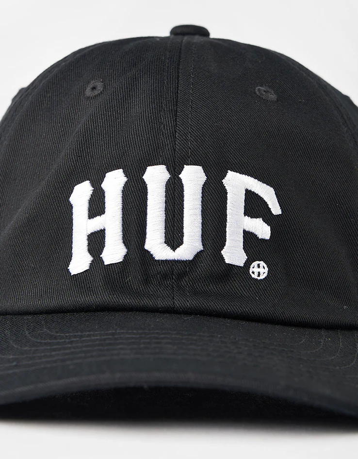 HUF Arch Logo 6 Panel Curved Visor Cap - Black - Image 2