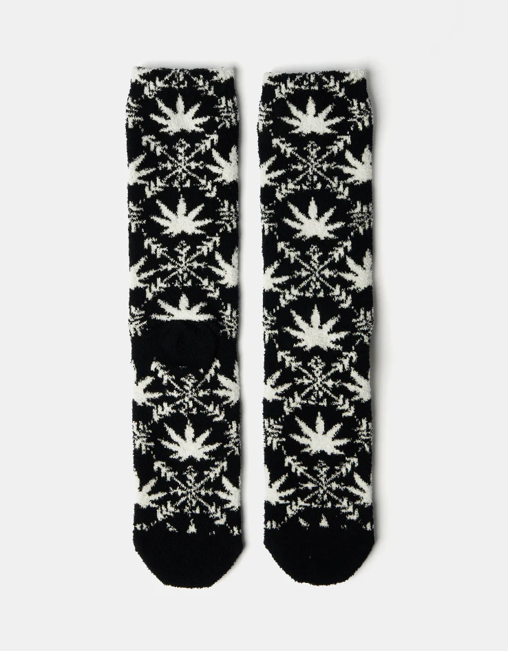 HUF Arctic Plantlife Fuzzy Crew Socks - Black - Image 2