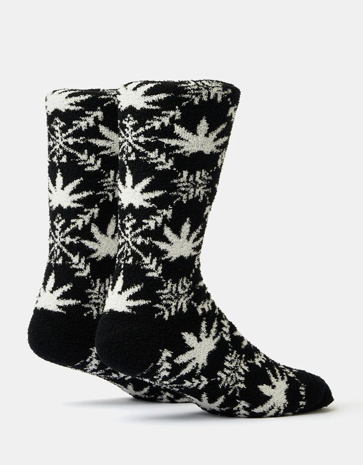 HUF Arctic Plantlife Fuzzy Crew Socks - Black - Image 4