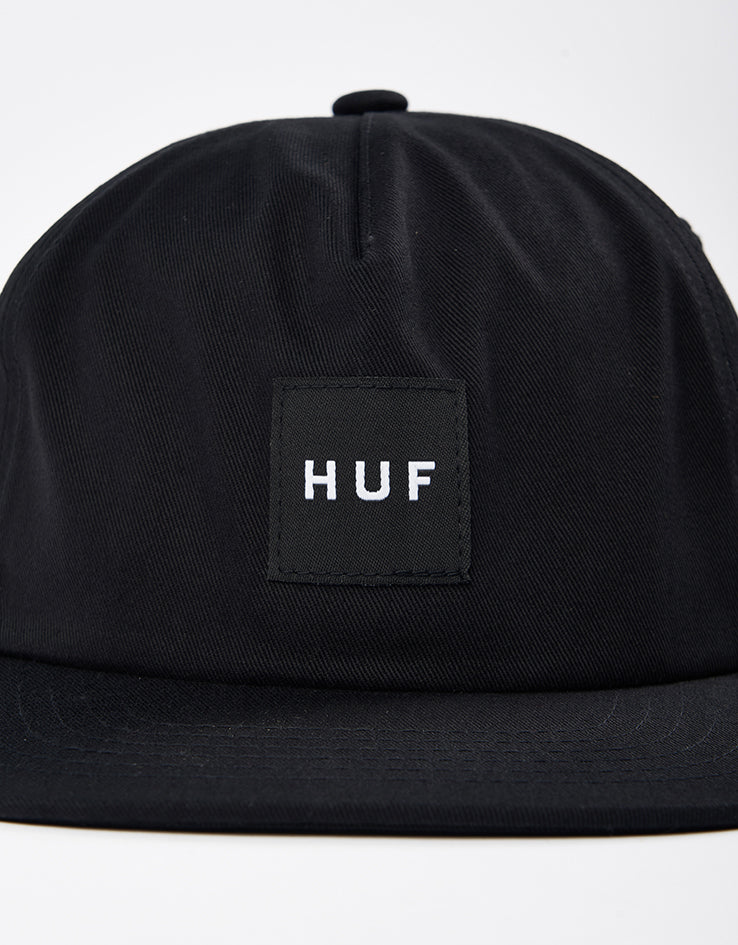 HUF Box Logo Unstructured Snapback Cap - Black - Image 2