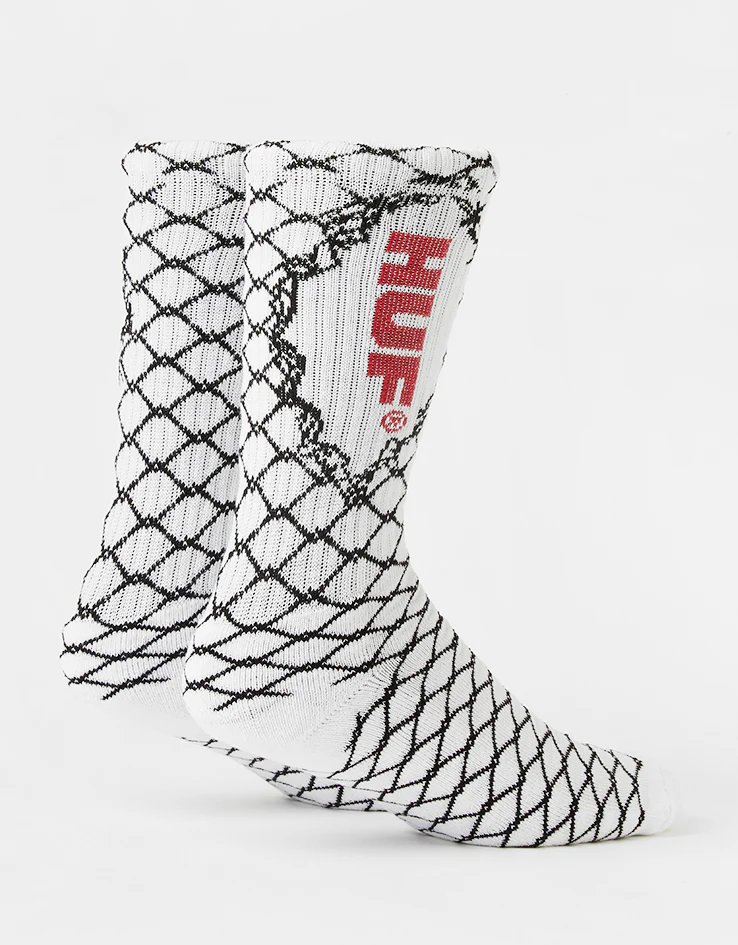 HUF Broken Fence Crew Socks - White - Image 2