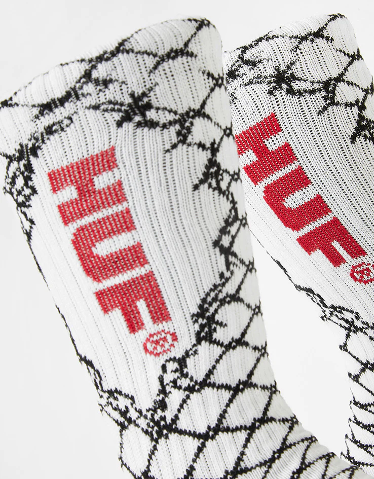 HUF Broken Fence Crew Socks - White - Image 5