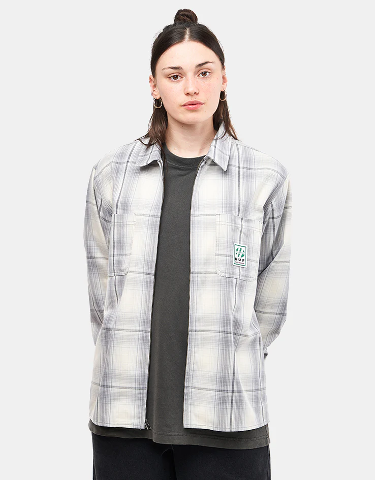 HUF Fillmore Plaid Shacket - Grey - Image 10