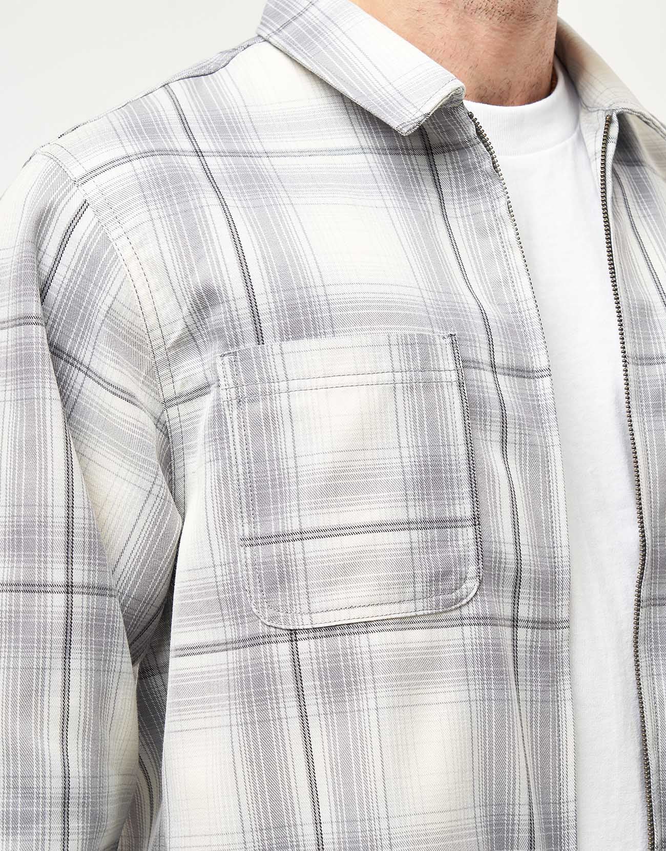 HUF Fillmore Plaid Shacket - Grey - Image 6