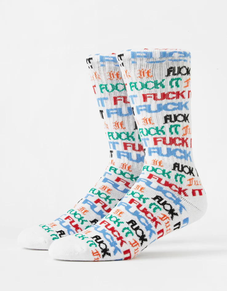 HUF Fuck It Flyer Crew Socks - White